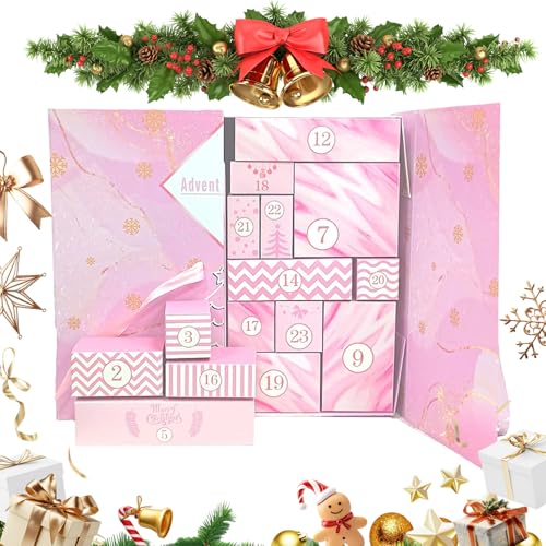 YRTUOP Weihnachts-Countdown-Box,Weihnachtsdekoration Fensterschmuck Mit Türchen Zum Befüllen | Organizer Leere Aufbewahrung Für Party Kinder Mädchen von YRTUOP