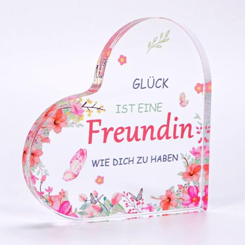 Beste Freundin Geschenke - Geschenk für Beste Freundin, Herzförmige Acryl-Heimdekoration, Glück ist Eine Freundin Geschenke für Freundin zum Geburtstag von YRsorn