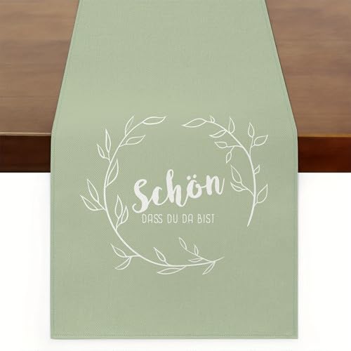 Tischläufer Eukalyptus Grün - Modern Tischläufer Salbeigrün, Schön DASS Du Da Bist für Hochzeit Taufe Festliche Dekoration Party, 35*180cm Tischläufer Eukalyptus Grün - Modern Tischläufer Salbeigrün, Schön DASS Du Da Bist für Hochzeit Taufe Festliche Dekoration Party, 35*180cm von YRsorn