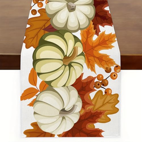 Tischläufer Herbst - Herbst Dekoration,Thanksgiving Kürbisse Autumn Decor Küche Tisch herbstdekoTischläufer für Drinnen und Drauben Urlaub Party Wohnkultur Tafeltuch, 180*35cm von YRsorn