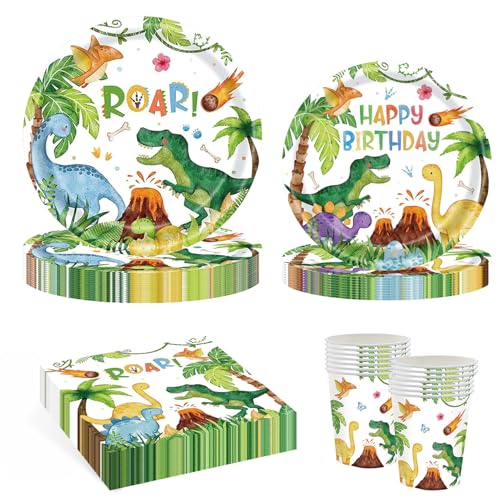 YRsorn Dino Geburtstag Deko Partygeschirr - Dino Deko Kindergeburtstag für 20 Gäste, Pappteller Tassen Servietten für Party Kindergeburtstag Deko Junge Mädchen YRsorn Dino Geburtstag Deko Partygeschirr - Dino Deko Kindergeburtstag für 20 Gäste, Pappteller Tassen Servietten für Party Kindergeburtstag Deko Junge Mädchen von YRsorn