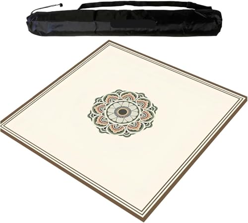 Mahjong-Matte, quadratisch, rutschfest und geräuschdämpfend, mit Tragetasche, große Spielmatte für Mahjong, Poker, Karten, Tablett, Ziegelspiele (100 cm/39,37 Zoll) (95 cm/37,4 Zoll) von YRthongXy