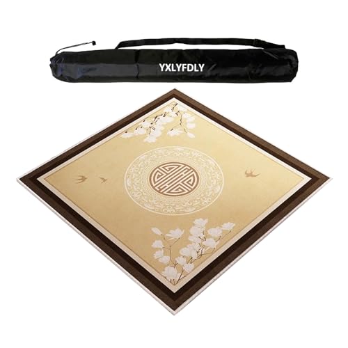 YRthongXy Mahjong-Matte, quadratisch, dick und geräuschdämpfend, mit Tragetasche, für Mahjong, Poker, Karten, Tablett, Ziegelspiele (Gold, 110 cm) (Gold, 100 cm/39,37 Zoll) von YRthongXy