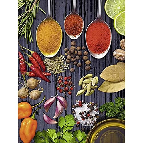 YSCOLOR Malen nach Zahlen Kit Küche Gewürz 40x50 cm Acrylfarben Leinwand Realistisch Unisex Alle Altersgruppen von YSCOLOR
