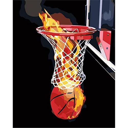 YSCOLOR Diy Handgemalte Ölgemälde Kits Basketball Malen Nach Zahlen Erwachsene Auf Leinwand Für Geburtstagsgeschenk Heimtextilien 40X50cm von YSCOLOR