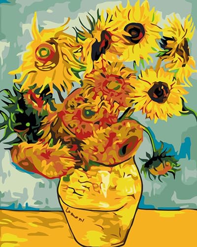 Diy Malen Nach Zahlen Für Erwachsene Anfänger, Van Gogh Replika Sonnenblume Erwachsene Malen Nach Zahlen Kits Auf Leinwand Zeichnung Lackierung Mit Pinsel 40X50cm von YSCOLOR
