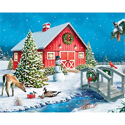 Diy Malen Nach Zahlen Leinwand Kits Weihnachtshaus Wohnkultur Bilder Nach Zahlen Winterlandschaft Einzigartiges Geschenk 40X50cm von YSCOLOR