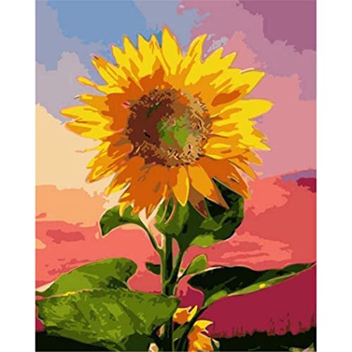 YSCOLOR Malen Nach Zahlen Diy Acrylmalset Für Kinder Und Erwachsene Anfänger Sonnenblume 40X50cm von YSCOLOR