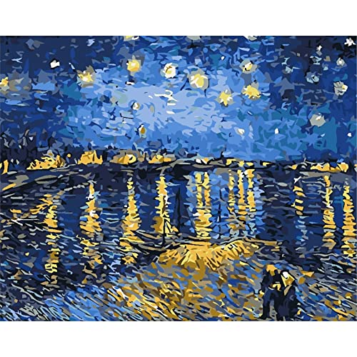 YSCOLOR Malen Nach Zahlen Diy Ölgemälde Kit Van Gogh Replik Sternenhimmel Für Kinder Erwachsene Studenten Anfänger Leinwand Malen Nach Zahlen Acryl Ölgemälde 40X50cm von YSCOLOR