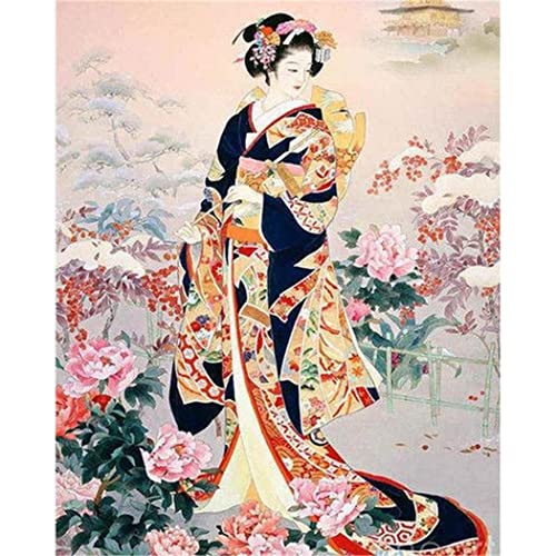 YSCOLOR Malen Nach Zahlen Japanische Frauen Kits Zeichnung Leinwand Handgemalte Diy Figur Bilder Nach Zahlen Wohnkultur 40X50cm von YSCOLOR