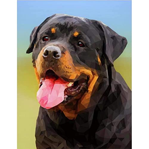 YSCOLOR Diamant Painting 5D Diamant Malerei Kits Für Erwachsene Und Kinder Rottweiler Dog Full Drill Round Diamond Art 30x40cm von YSCOLOR
