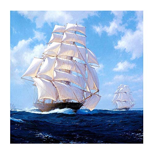 YSCOLOR Diamant Painting 5D Diamant Malerei Segelboot Am Meer Perlen Kreuzstich Kits Bild Von Strass Diamant Stickerei Mosaik Schiff Wand Dekor 30X30Cm von YSCOLOR