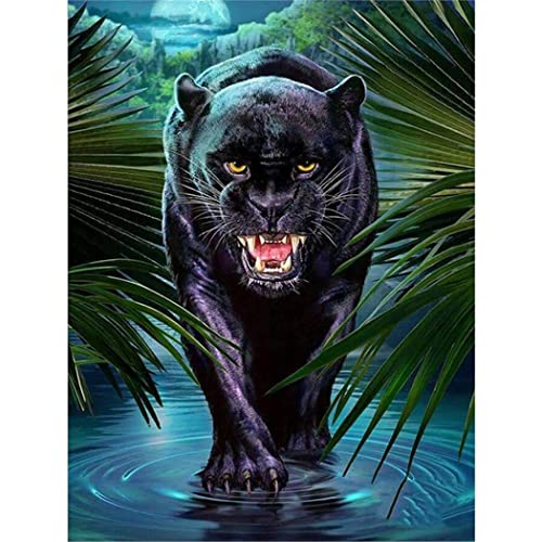 YSCOLOR Diamant Painting 5D Diy Diamond Art Kits Black Panther Diamant Malerei Kits Für Erwachsene Anfänger Kits Diy Kunsthandwerk Rundbohrer 30x40cm von YSCOLOR
