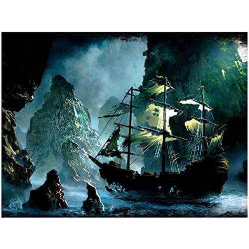 YSCOLOR Diamant Painting Nach Nummer Volldiamant Malerei Piraten Geisterschiff Diy Stickerei Handwerk Kunst Kits Wand Dekor Home Geschenke 30x40cm YSCOLOR Diamant Painting Nach Nummer Volldiamant Malerei Piraten Geisterschiff Diy Stickerei Handwerk Kunst Kits Wand Dekor Home Geschenke 30x40cm von YSCOLOR