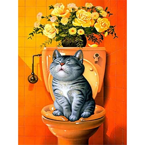 YSCOLOR Diamant Painting Vollbohrer Diamant 5D DIY Diamant Malerei Katze Sitzt Auf Der Toilette Tier Stickerei Kreuzstich Strass Mosaik Malerei 30X40cm YSCOLOR Diamant Painting Vollbohrer Diamant 5D DIY Diamant Malerei Katze Sitzt Auf Der Toilette Tier Stickerei Kreuzstich Strass Mosaik Malerei 30X40cm von YSCOLOR