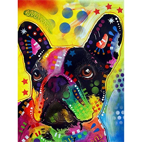 YSCOLOR Diamant Painting Volle Runde Bohrer 5D Diamant Malerei DIY Diamant Stickerei Bunte Bulldogge Kreuzstich Strass Mosaik Dekoration 30X40Cm von YSCOLOR