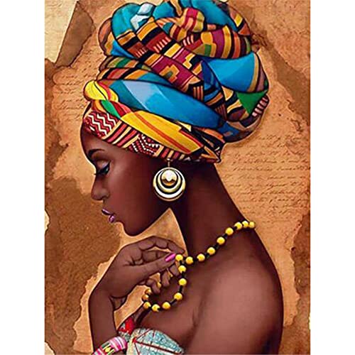 YSCOLOR Diamond Painting 5D Full Diamond Painting Runde Fantasie Afrikanische Frauen Mosaik Diamant Stickerei Strass Portrait Diamant Bilder 30 x 40 cm von YSCOLOR