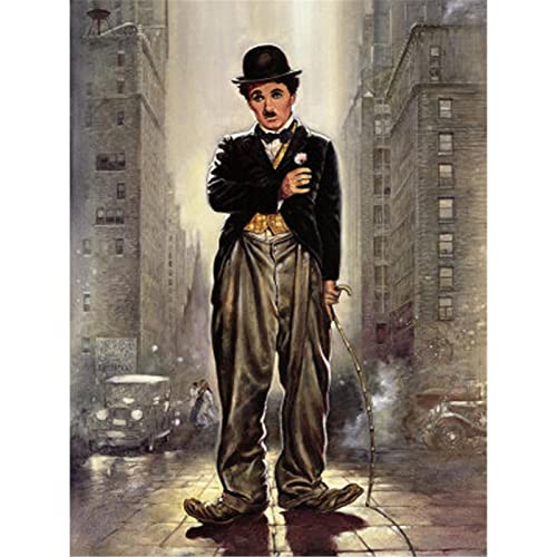 YSCOLOR Diamond Painting 5D Rund Charlie Chaplin 5D Diamant Stickerei DIY Runde Diamant Malerei Kreuzstich Bilder Dekoration 30 x 40 cm von YSCOLOR