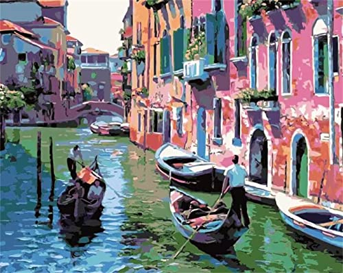 Diy Malen Nach Zahlen Kits Für Erwachsene Anfänger, Venedig Stadt Italien Einfache Ölmalerei Malt Auf Leinwand Für Kunstwanddekoration 40X50cm von YSCOLOR