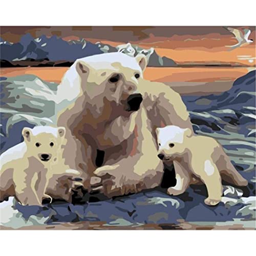 YSCOLOR Malen Nach Zahlen Für Erwachsene Und Kinder Wanddekoration Weißer Bär 40X50cm von YSCOLOR