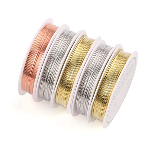 YSDYY 5 Rollen Kupferdraht, Schmuckherstellung Kupferdraht, DIY Metall Basteldraht, biegbar, Bastelblumenherstellung, für Schmuckherstellung und Bastelarbeiten (0,3 mm x 15 m) von YSDYY