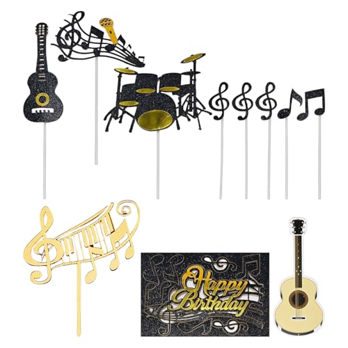 YSDYY 17 Stücke Von Kuchenkarteneinsätzen Zum Thema Musik, Accessoires Für Partykuchendekoration, Geburtstagsdekoration Zum Thema Musik, Geeignet Für Kinder Und Erwachsene Partys. von YSDYY