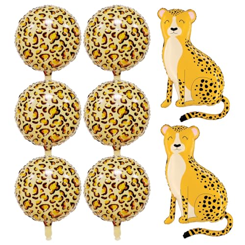 YSDYY 6 Stücke Von Tiermuster Aluminium Filmballons Und 2 Stücke Leopardenballons, Party -Dekorationsballons, Kindergeburtstags -Dekoration, Kreative Und Lustige Luftballons. von YSDYY