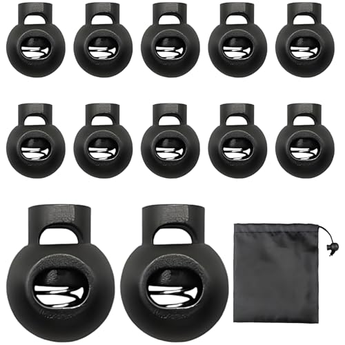 Kordel Stopper, 12 Stück Federschnur Schlösser,Rund Kunststoff Kordelklemme Kordelstopper, für Kordelzug Rucksack Rucksack Bastelbedarf von YSHODGU