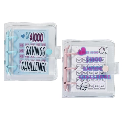 2-Teiliger Spar-Challenge-Ordner, Mini-Spar-Ordner, 1000-Dollar-Spar-Challenge-Umschlag, Geldumschlag, Mini-Sparbrieftasche von YSJCHEBS