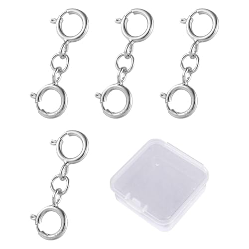 4 Schmuckschnallen, 1 Aufbewahrungsbox, Schnalle Aus Sterlingsilber, Halskettenschnalle, Silberne Sicherheitskette Für Armband, Mehrschichtige Halskettenschnalle, Doppelter Karabinerverschluss 4 Schmuckschnallen, 1 Aufbewahrungsbox, Schnalle Aus Sterlingsilber, Halskettenschnalle, Silberne Sicherheitskette Für Armband, Mehrschichtige Halskettenschnalle, Doppelter Karabinerverschluss von YSJCHEBS