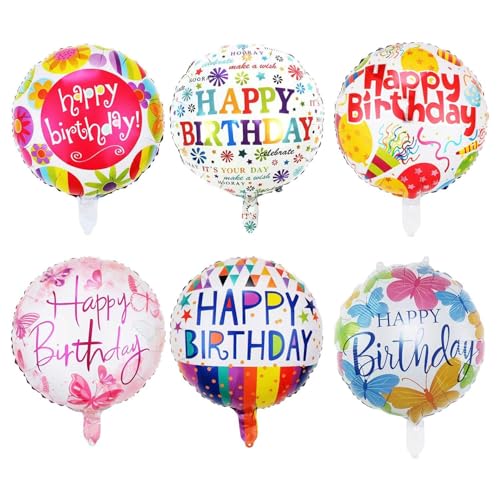 6 Stück Geburtstagsfeier-Luftballons, Aluminiumfolien-Luftballons, Bunte Luftballons, Party-Szenen-Layout, Party-Dekorations-Luftballons, Party-Foto-Requisiten von YSJCHEBS