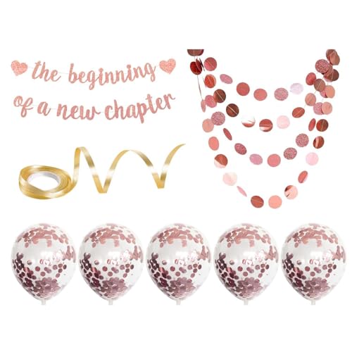 YSJCHEBS 1 Roségoldenes Banner, 4 Meter Runder Bast, 5 Stück Paillettenbesetzte Luftballons, 1 Rolle Band, Dekorationen Für Die Scheidungsparty, Abschiedsbanner, Der Beginn Eines Neuen Kapitels YSJCHEBS 1 Roségoldenes Banner, 4 Meter Runder Bast, 5 Stück Paillettenbesetzte Luftballons, 1 Rolle Band, Dekorationen Für Die Scheidungsparty, Abschiedsbanner, Der Beginn Eines Neuen Kapitels von YSJCHEBS