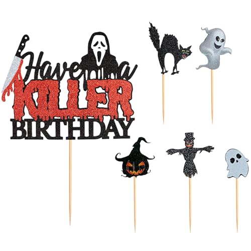 YSJCHEBS 1 Stück Killer-Kucheneinsatz, 5 Stück Kleine Kucheneinlage, Kuchenaufsatz, Horror-Kuchendekoration, Cupcake-Einsatz, Party-Kuchen-Dessert-Dekoration YSJCHEBS 1 Stück Killer-Kucheneinsatz, 5 Stück Kleine Kucheneinlage, Kuchenaufsatz, Horror-Kuchendekoration, Cupcake-Einsatz, Party-Kuchen-Dessert-Dekoration von YSJCHEBS