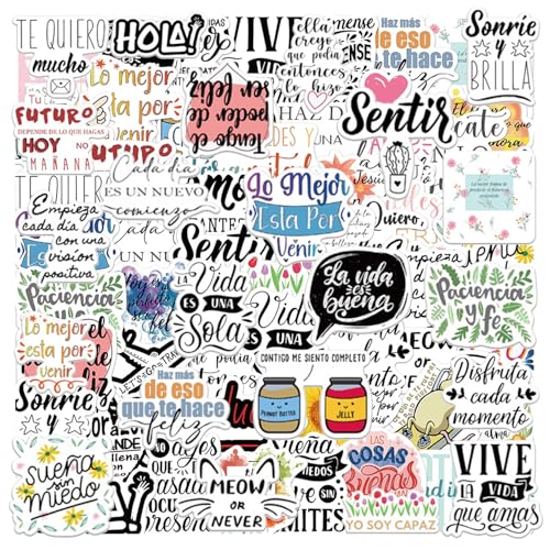 YSJCHEBS 100 Spanische Aufkleber, Inspirierende Buchstabenaufkleber, Kreative Graffiti-Aufkleber, Wasserfeste Aufkleber, Dekorative Aufkleber YSJCHEBS 100 Spanische Aufkleber, Inspirierende Buchstabenaufkleber, Kreative Graffiti-Aufkleber, Wasserfeste Aufkleber, Dekorative Aufkleber von YSJCHEBS