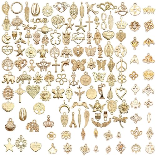 YSJCHEBS 100 Stück Anhänger, 100 G Antike Anhänger, Armbandanhänger, Goldornamente, Goldanhänger-Set, Goldanhänger-Halskette, Anhängerarmband Herstellen YSJCHEBS 100 Stück Anhänger, 100 G Antike Anhänger, Armbandanhänger, Goldornamente, Goldanhänger-Set, Goldanhänger-Halskette, Anhängerarmband Herstellen von YSJCHEBS