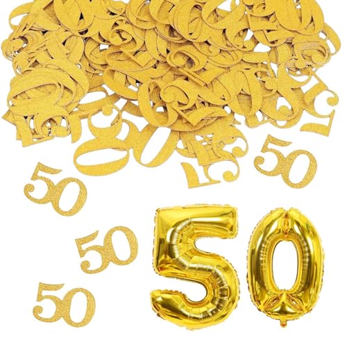 YSJCHEBS 100 Stück Nummer 50 Deko-Konfetti Und 2 Stück Zahlenballons, Partydekoration, Tischdekoration, Party-Foto-Requisiten, Geschenkdekoration Konfetti YSJCHEBS 100 Stück Nummer 50 Deko-Konfetti Und 2 Stück Zahlenballons, Partydekoration, Tischdekoration, Party-Foto-Requisiten, Geschenkdekoration Konfetti von YSJCHEBS