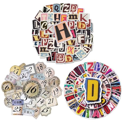 YSJCHEBS 197 Buchstabenaufkleber, Retro-Aufkleber, Scrapbook-Aufkleber, Lustige Aufkleber Zum Dekorieren Von Gitarren, Skateboards Und Handyhüllen von YSJCHEBS