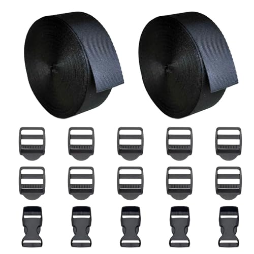 YSJCHEBS 2 Rollen Gurtband, 5 Stück Schnallen, 10 Stück Gurtbandschnallen, Rucksack-Schultergurte, Handtaschengurtband, Gepäckgurtband, Einfaches Bündelungsgurtband, Gurtbandset Mit Schnalle YSJCHEBS 2 Rollen Gurtband, 5 Stück Schnallen, 10 Stück Gurtbandschnallen, Rucksack-Schultergurte, Handtaschengurtband, Gepäckgurtband, Einfaches Bündelungsgurtband, Gurtbandset Mit Schnalle von YSJCHEBS