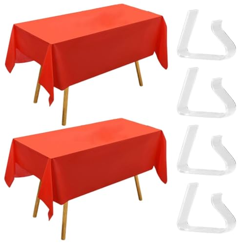 YSJCHEBS 2 Stück Rote Tischdecken Und 4 Stück Tischdeckenklammern, Rechteckige Tischdecken, Banketttischdecken, wasserdichte Tischdecken, Kunststofftischdecken YSJCHEBS 2 Stück Rote Tischdecken Und 4 Stück Tischdeckenklammern, Rechteckige Tischdecken, Banketttischdecken, wasserdichte Tischdecken, Kunststofftischdecken von YSJCHEBS