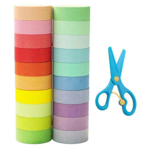 YSJCHEBS 20 Stück Washi Tape Und 1 Stück Kunststoffschere, Minimalistisches Klebeband, Diy-Bastelzubehör, Scrapbooking-Klebeband YSJCHEBS 20 Stück Washi Tape Und 1 Stück Kunststoffschere, Minimalistisches Klebeband, Diy-Bastelzubehör, Scrapbooking-Klebeband von YSJCHEBS