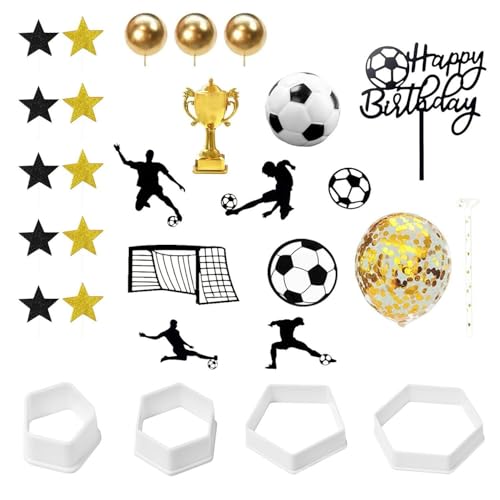 YSJCHEBS 28 Stück Fußball-Kuchendekorationen, 4 Stück Kuchendruck-Stanzformen, Jungen-Fußball-Kuchendekorationen, Geburtstagskuchen-Dekorationen Fußball, Mottoparty-Dekorationen YSJCHEBS 28 Stück Fußball-Kuchendekorationen, 4 Stück Kuchendruck-Stanzformen, Jungen-Fußball-Kuchendekorationen, Geburtstagskuchen-Dekorationen Fußball, Mottoparty-Dekorationen von YSJCHEBS