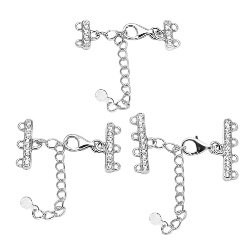 YSJCHEBS 3 Stück Geschichtete Halskettenschnallen, Halsketten-Verbindungsschnallen, Halsketten-Metallschnallen, Feste Halskettenschnallen, Halskettenzubehör von YSJCHEBS