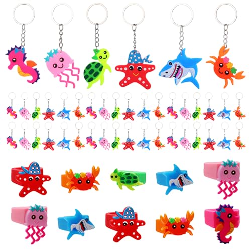 YSJCHEBS 30 Stück Meeresleben-Schlüsselanhänger Und 10 Stück Meeresleben-Ringe, Niedliche Cartoon-Tier-Schlüsselanhänger, Kinder-PVC-Schlüsselanhänger, Interessantes Zubehör YSJCHEBS 30 Stück Meeresleben-Schlüsselanhänger Und 10 Stück Meeresleben-Ringe, Niedliche Cartoon-Tier-Schlüsselanhänger, Kinder-PVC-Schlüsselanhänger, Interessantes Zubehör von YSJCHEBS