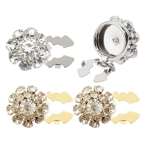 YSJCHEBS 4 Stück Kristall-Blumen-Schnallen-Clips, Messing-Kristall-Griffknöpfe, Blumen-Manschettenknopf-Abdeckungen, Nahtlose Sofort-Schnallen-Clips, Modische Kleider-Accessoires YSJCHEBS 4 Stück Kristall-Blumen-Schnallen-Clips, Messing-Kristall-Griffknöpfe, Blumen-Manschettenknopf-Abdeckungen, Nahtlose Sofort-Schnallen-Clips, Modische Kleider-Accessoires von YSJCHEBS