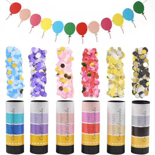 YSJCHEBS 6 Stück Kleine Handfeuerwerkskörper, 1 Stück Bunte Ballonfahne, Konfettikanone, Konfettibombe, Mehrzweck-Konfettikanone, Konfettikanone Ist Biologisch Abbaubar YSJCHEBS 6 Stück Kleine Handfeuerwerkskörper, 1 Stück Bunte Ballonfahne, Konfettikanone, Konfettibombe, Mehrzweck-Konfettikanone, Konfettikanone Ist Biologisch Abbaubar von YSJCHEBS