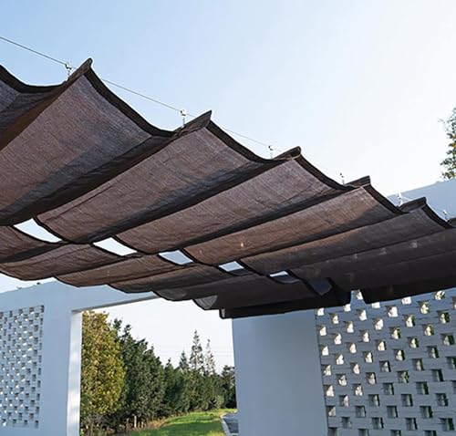 Sonnensegel, 3 m x 3 m, 3 m x 4 m, 2 m x 2 m, Netzstoff, Anti-Aging, Schattenplane, atmungsaktiv, Schattennetzabdeckungen für Gewächshäuser, Innenhöfe und Blumenpflanzen, Braun, 6 x 6 m von YSPP