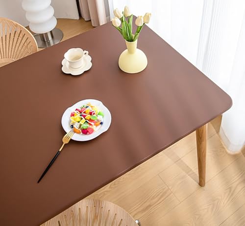 Tischdecke mit Gummizug Rechteckig Wasserdicht Elastische, Spanntischdecke Ölbeständig Weich, PU Tischdecke für Küche Indoor Outdoor Picknick Camping(Brown,70 x 120 cm) von YSPZDQ