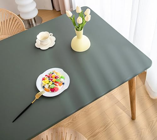Tischdecke mit Gummizug Rechteckig Wasserdicht Elastische, Spanntischdecke Ölbeständig Weich, PU Tischdecke für Küche Indoor Outdoor Picknick Camping(Dark Green,70 x 120 cm) von YSPZDQ