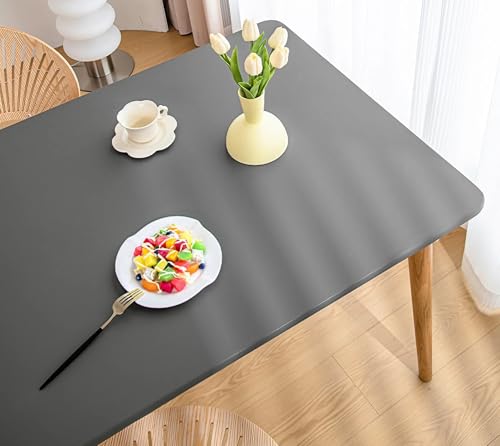 Tischdecke mit Gummizug Rechteckig Wasserdicht Elastische, Spanntischdecke Ölbeständig Weich, PU Tischdecke für Küche Indoor Outdoor Picknick Camping(Gray,70 x 120 cm) von YSPZDQ