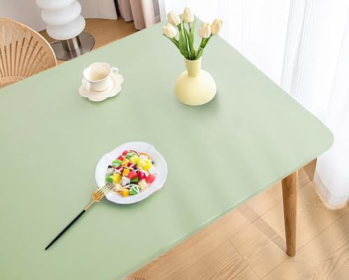 Tischdecke mit Gummizug Rechteckig Wasserdicht Elastische, Spanntischdecke Ölbeständig Weich, PU Tischdecke für Küche Indoor Outdoor Picknick Camping(Light Green,70 x 130 cm) von YSPZDQ